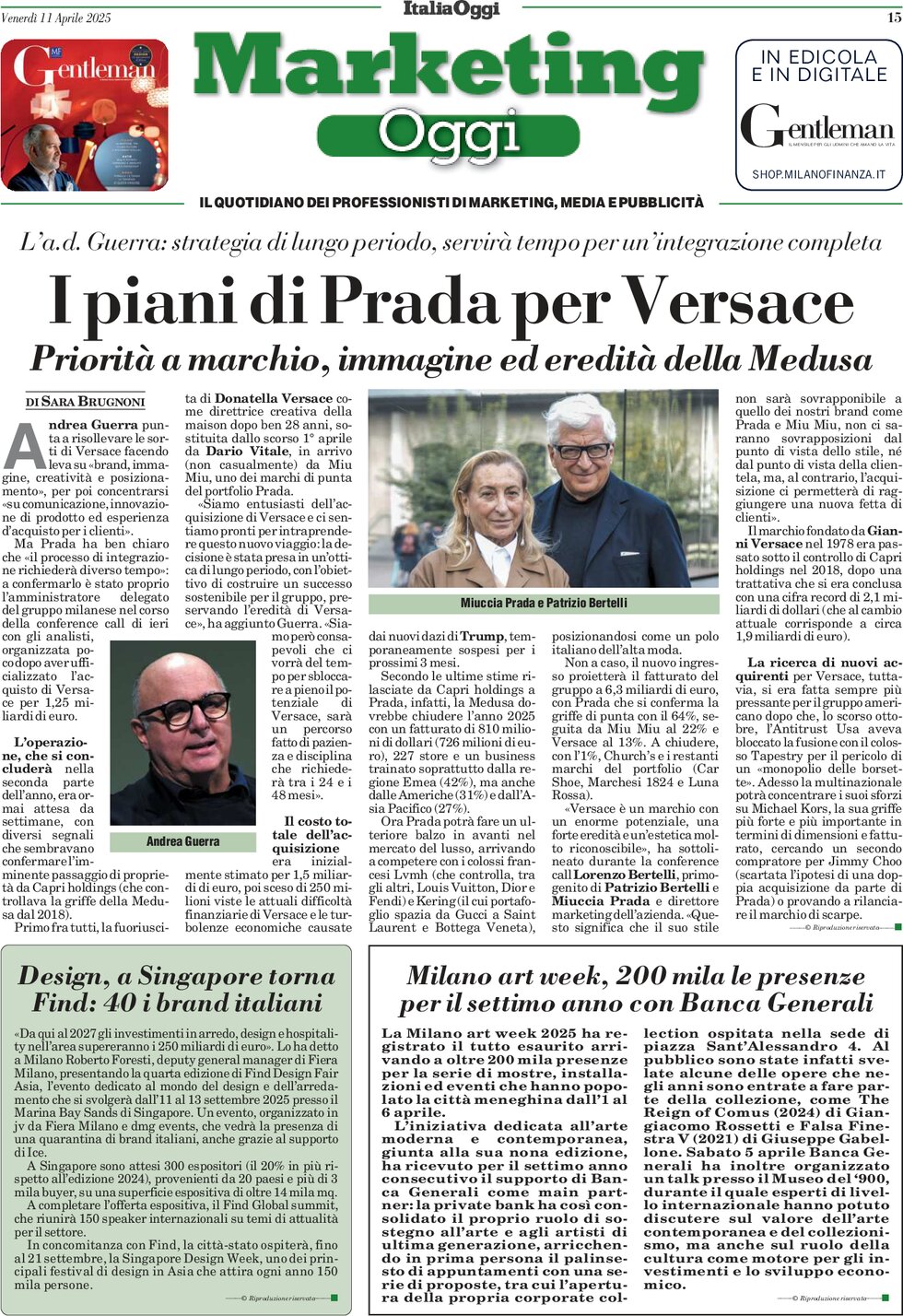 anteprima della prima pagina di marketing-oggi del 11/04/2025