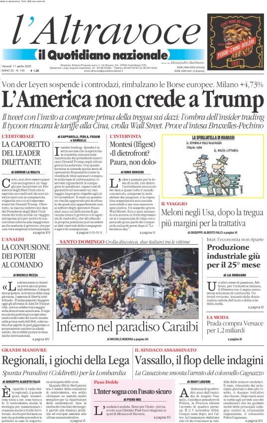 anteprima della prima pagina di il-quotidiano-del-sud-laltravoce del 11/04/2025