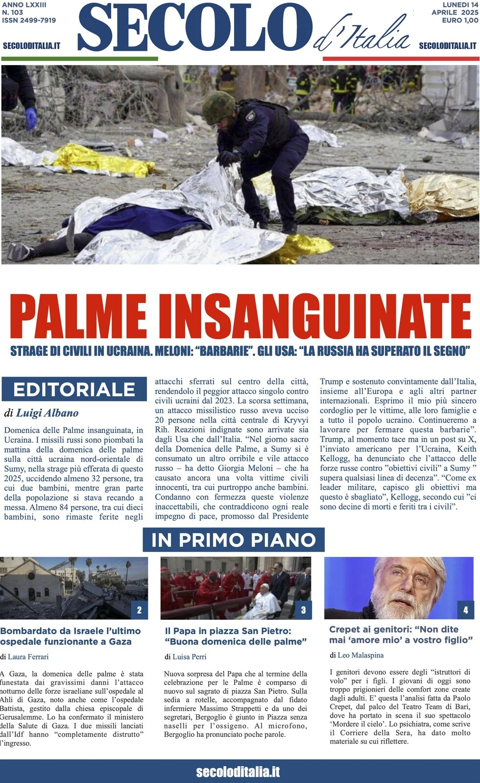anteprima della prima pagina di secolo-ditalia del 14/04/2025