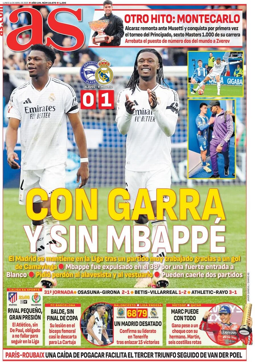 anteprima della prima pagina di as-madrid del 14/04/2025