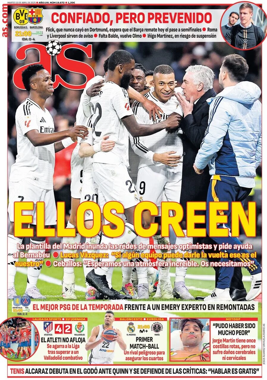 anteprima della prima pagina di as-madrid del 15/04/2025