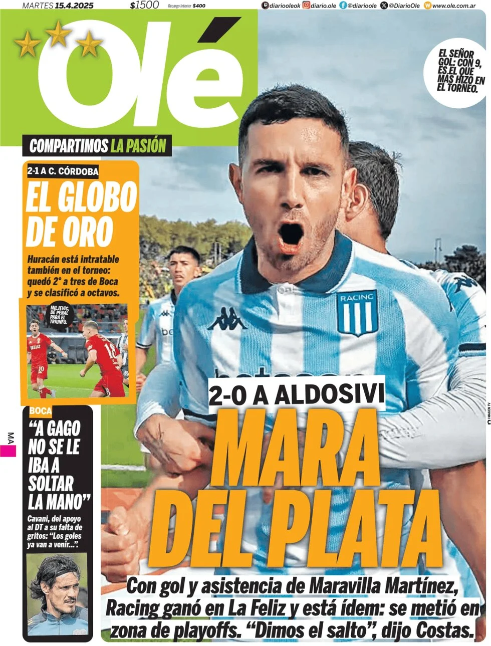 anteprima della prima pagina di ol del 15/04/2025
