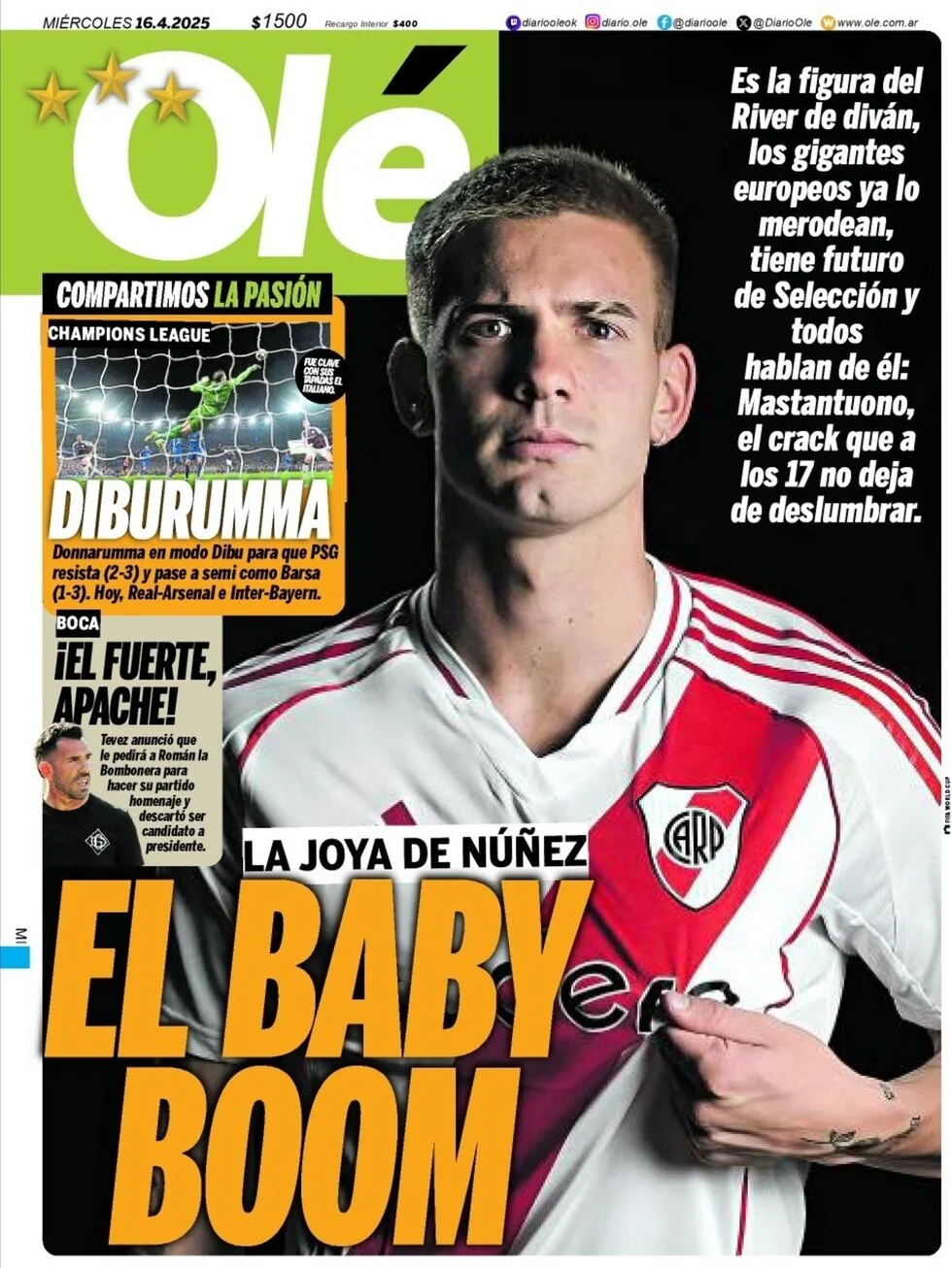 anteprima della prima pagina di ol del 16/04/2025