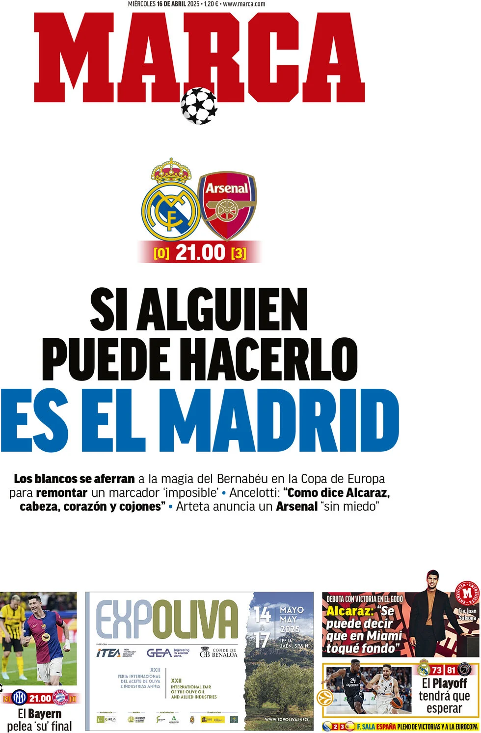 anteprima della prima pagina di marca del 16/04/2025