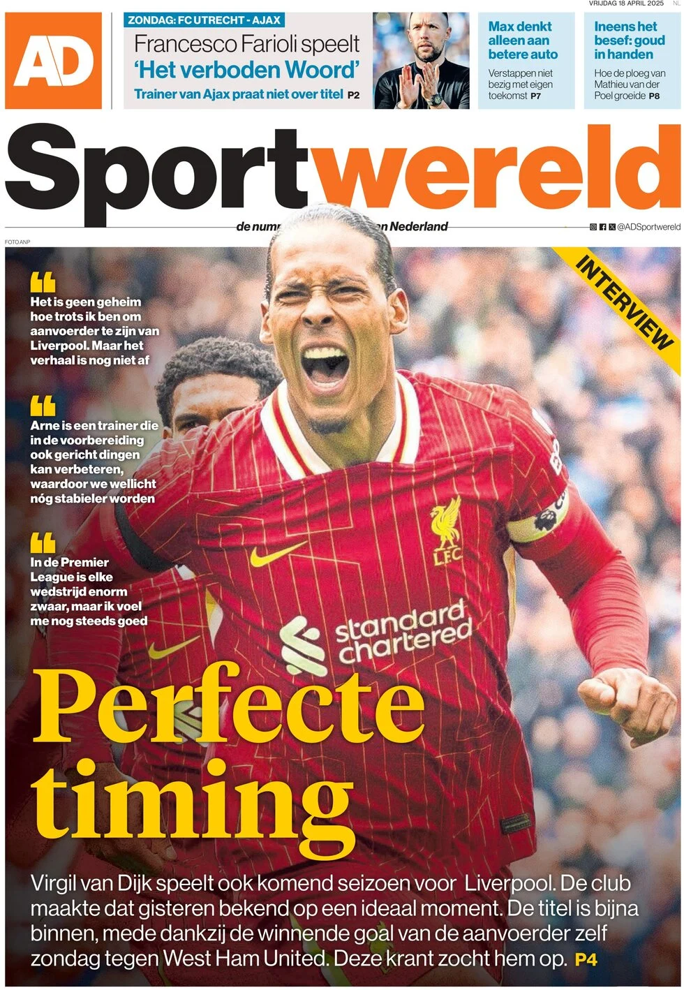 anteprima della prima pagina di AD Sportwereld