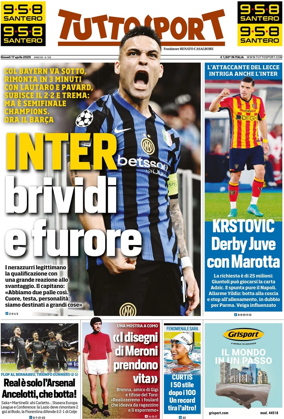 anteprima della prima pagina di Tuttosport
