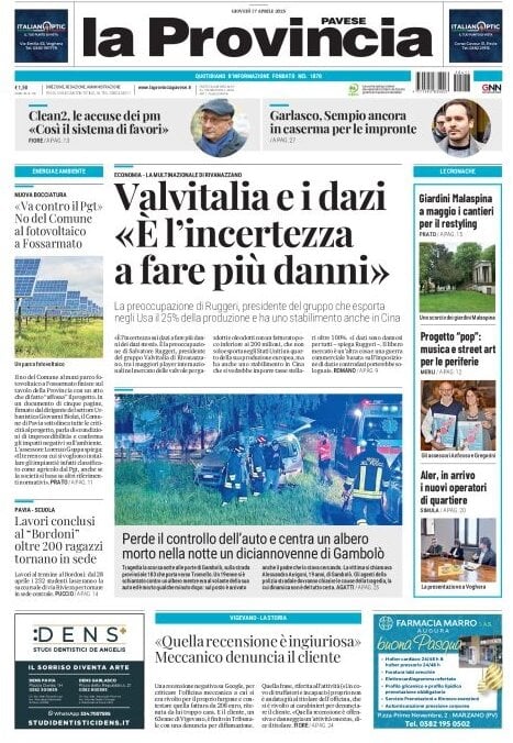 anteprima della prima pagina di La Provincia Pavese