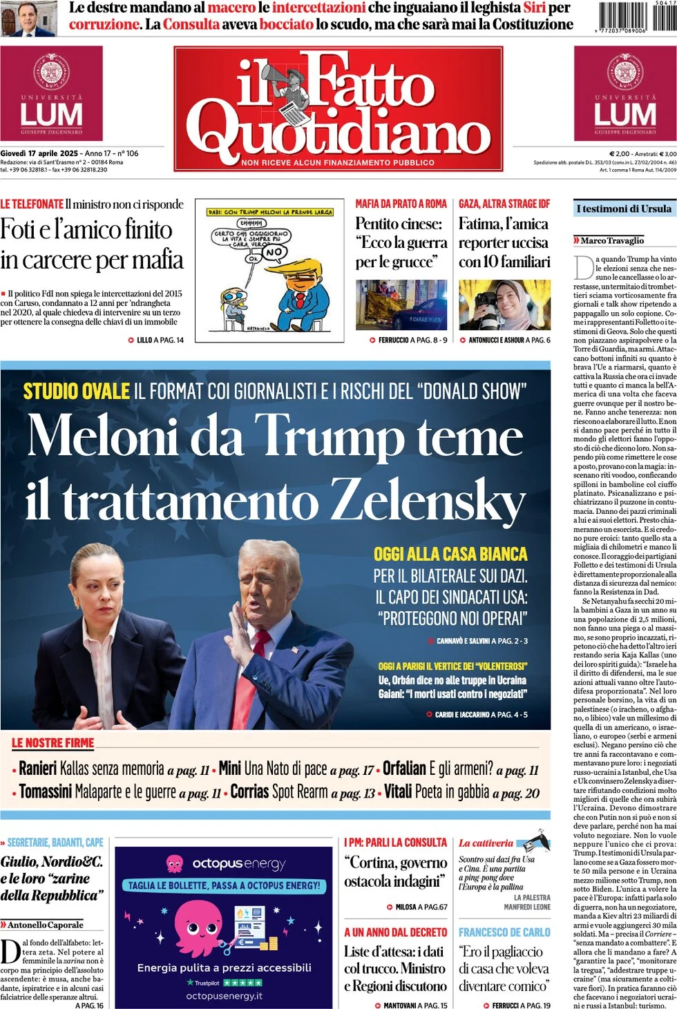 anteprima della prima pagina di Il Fatto Quotidiano