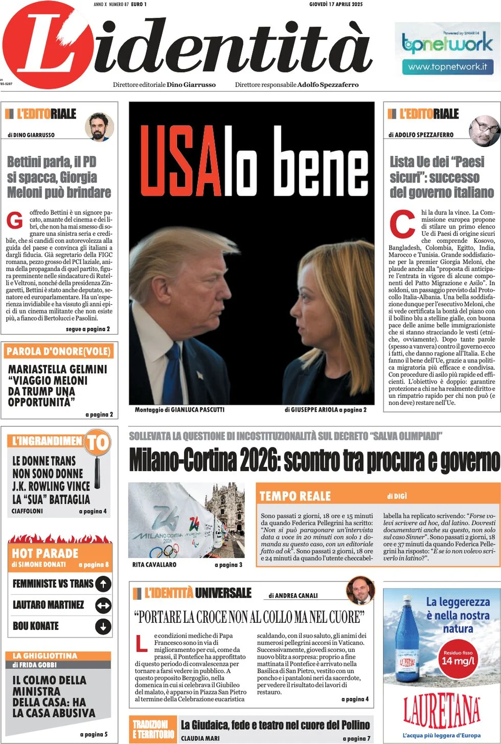 anteprima della prima pagina di L'Identità