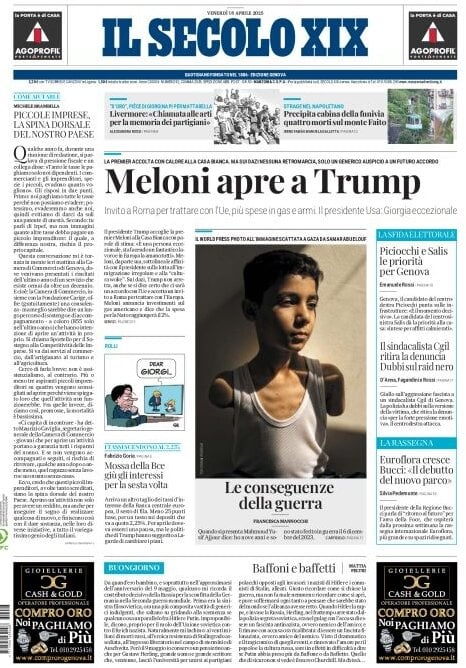 anteprima della prima pagina di il-secolo-xix del 18/04/2025