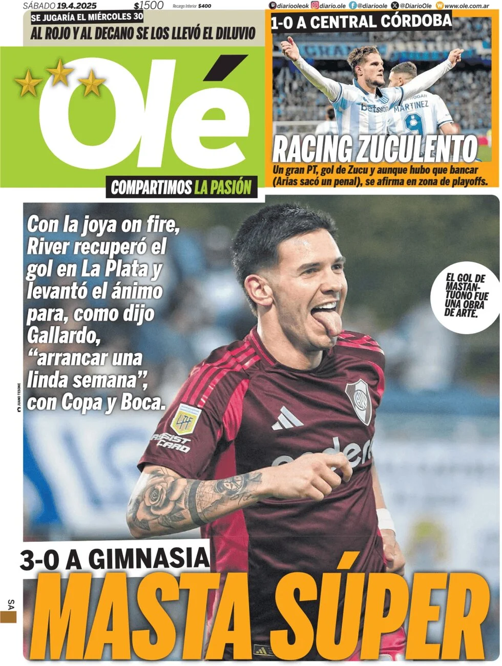 anteprima della prima pagina di ol del 19/04/2025