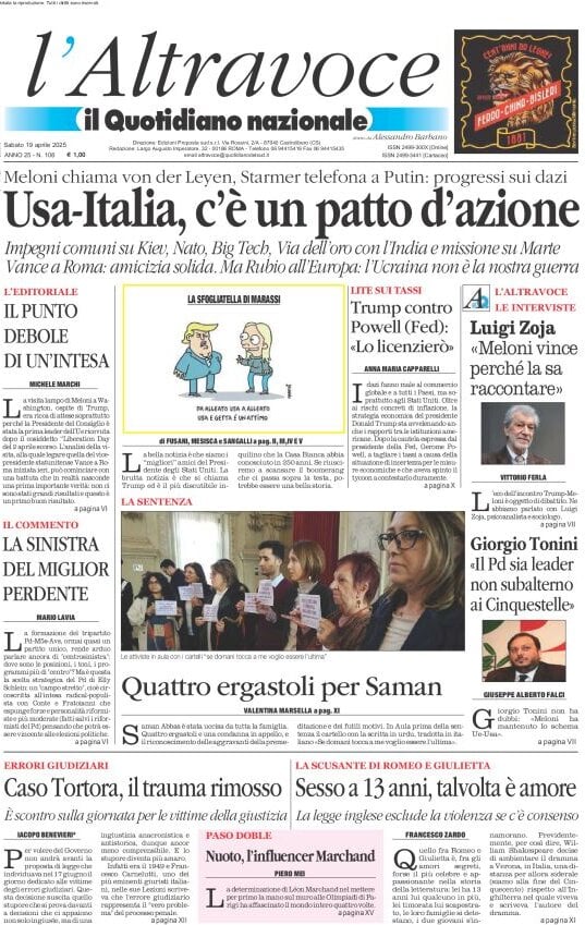 anteprima della prima pagina di il-quotidiano-del-sud-laltravoce del 19/04/2025
