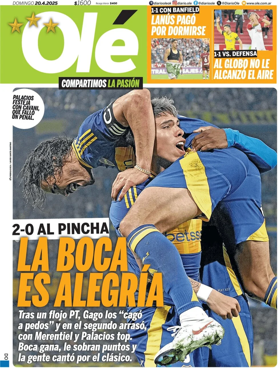 anteprima della prima pagina di ol del 20/04/2025