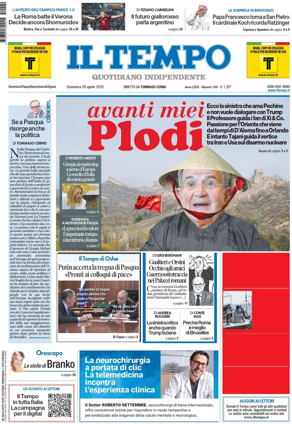 anteprima della prima pagina di il-tempo del 20/04/2025