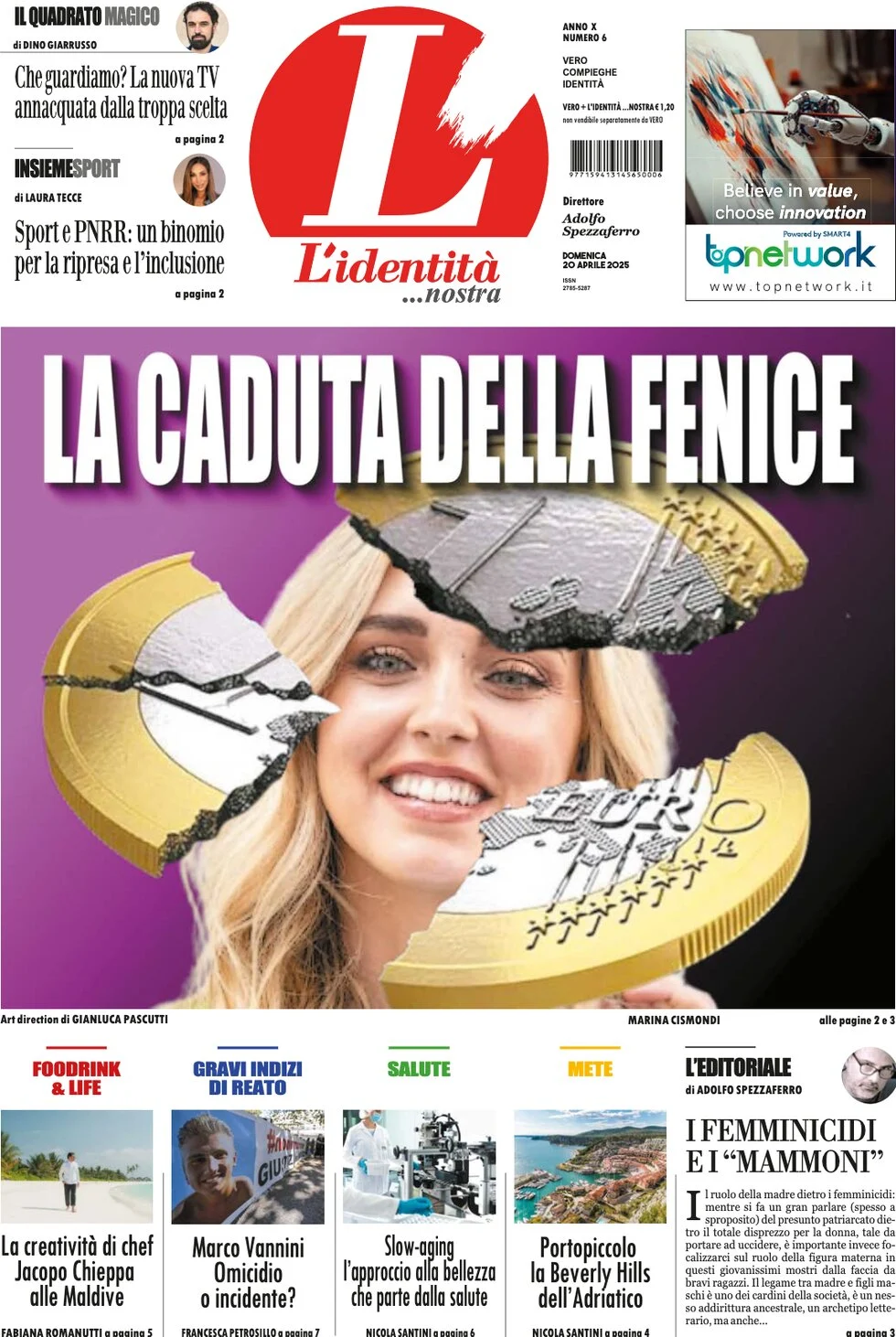anteprima della prima pagina di lidentit del 20/04/2025