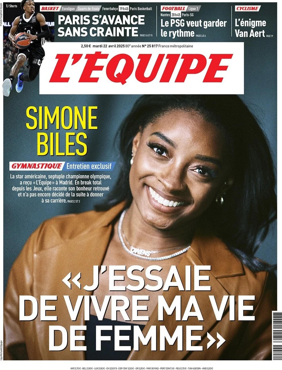anteprima della prima pagina di lequipe del 22/04/2025