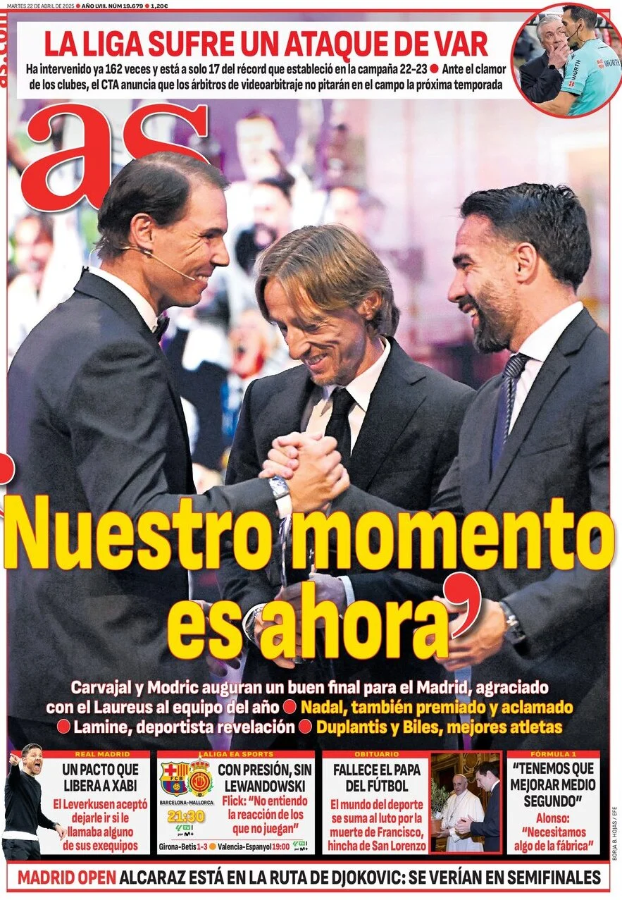anteprima della prima pagina di as-madrid del 22/04/2025