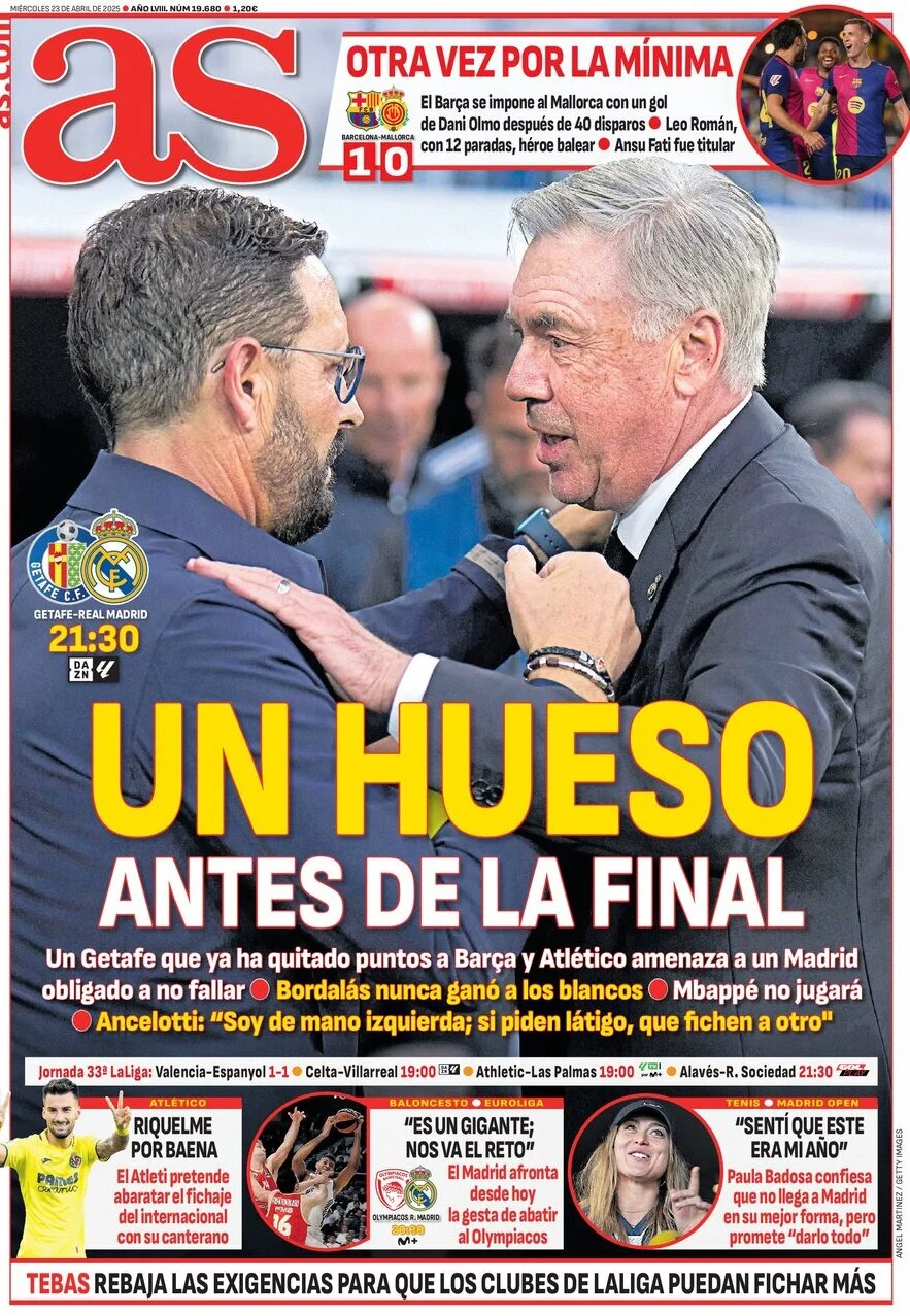 anteprima della prima pagina di as-madrid del 23/04/2025