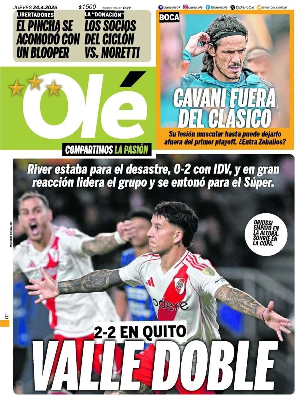 anteprima della prima pagina di ol del 24/04/2025