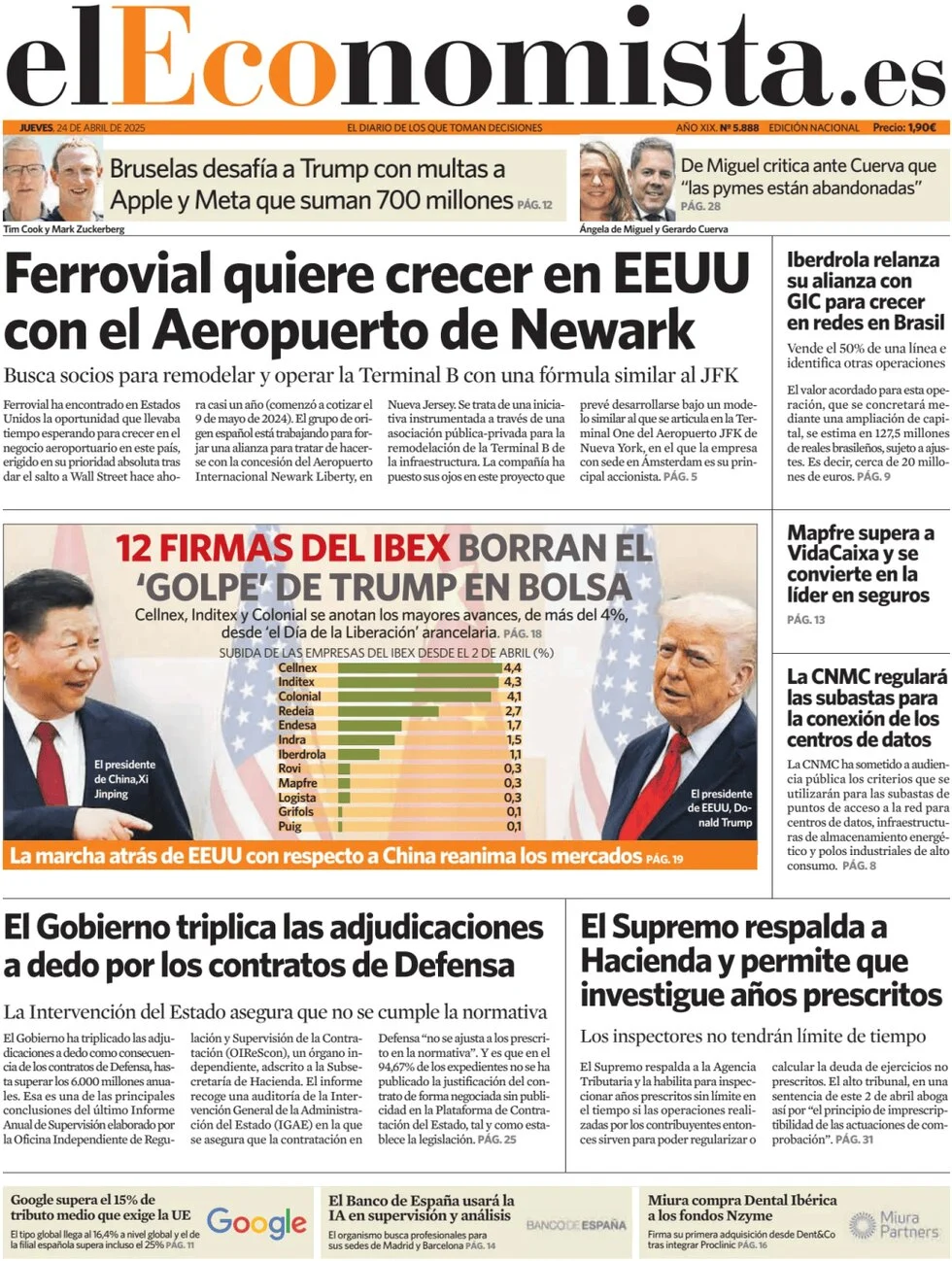 anteprima della prima pagina di el-economista del 24/04/2025