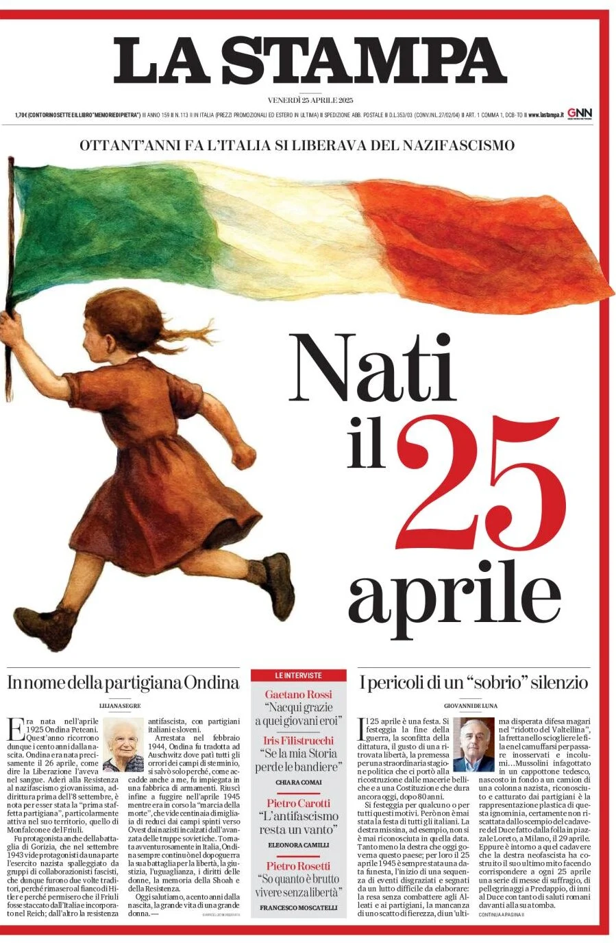 anteprima della prima pagina di la-stampa del 25/04/2025