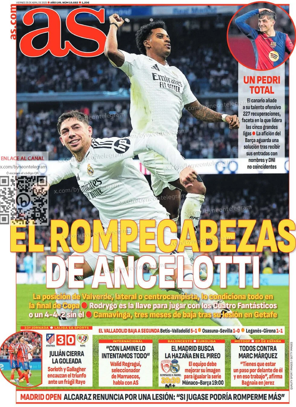 anteprima della prima pagina di as-madrid del 25/04/2025