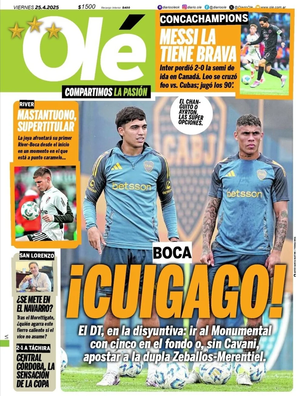 anteprima della prima pagina di ol del 25/04/2025