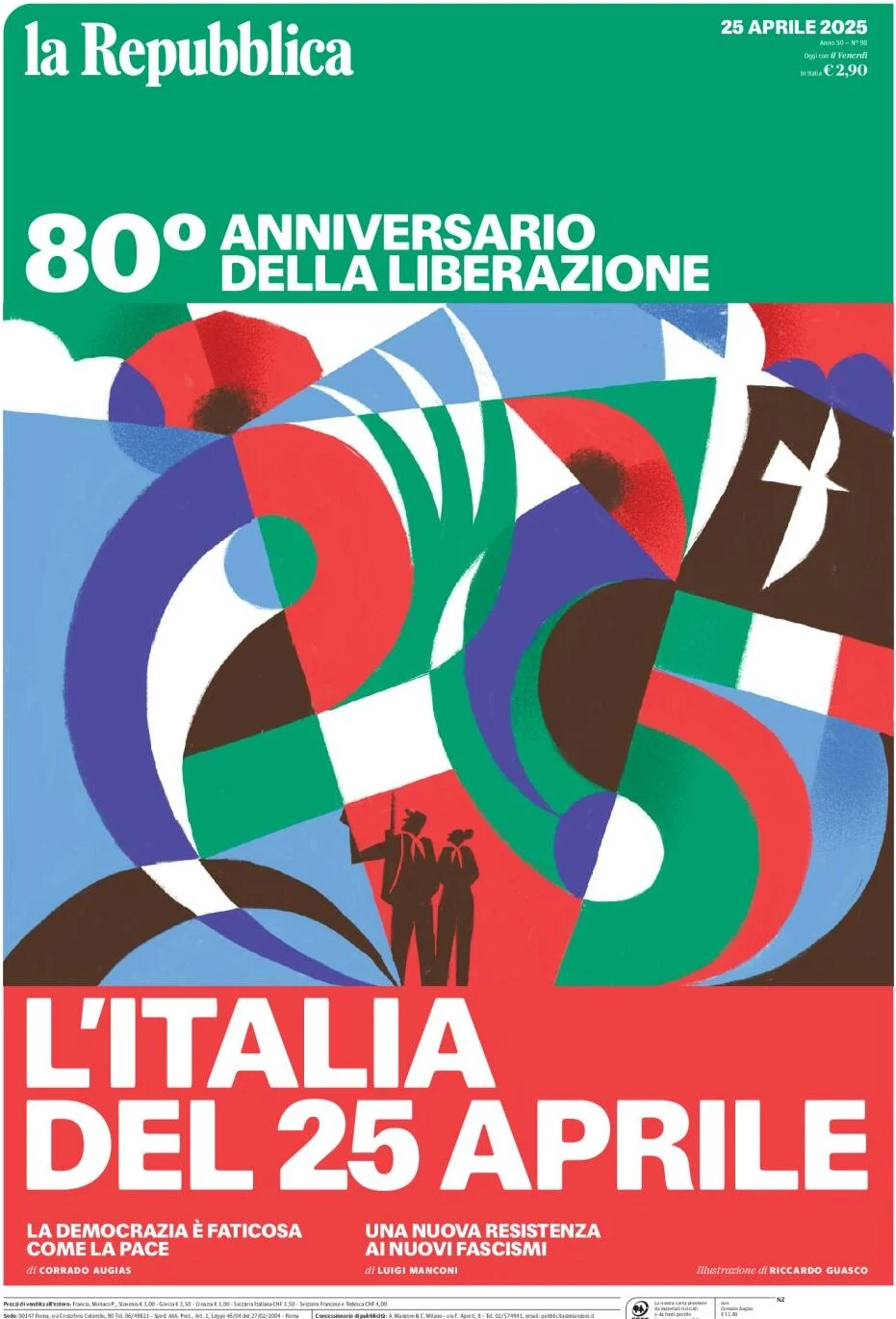 anteprima della prima pagina di la-repubblica del 25/04/2025