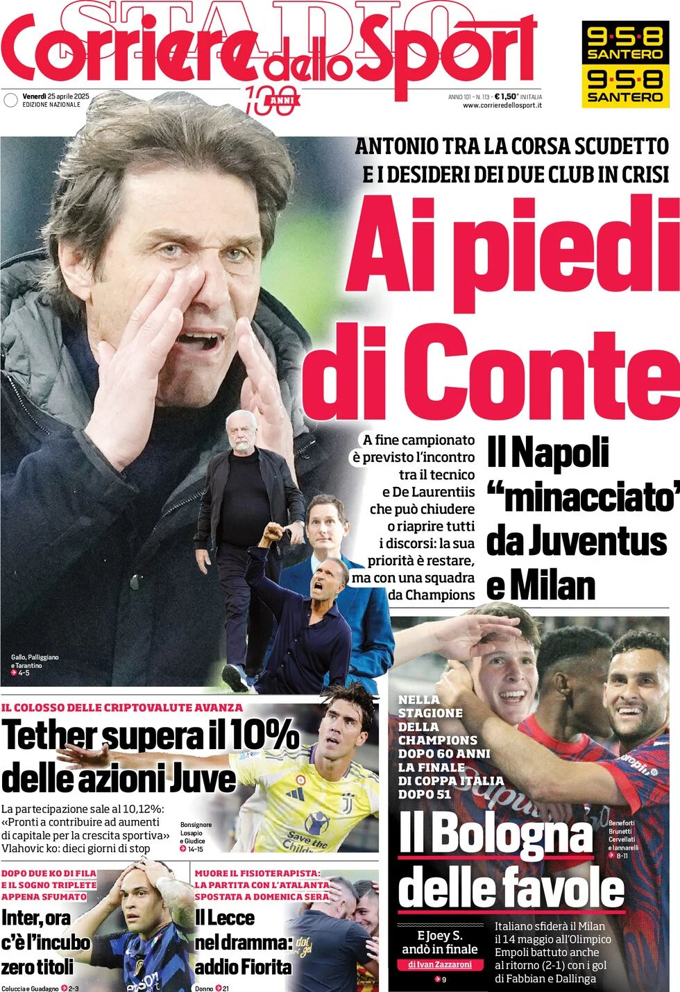 anteprima della prima pagina di corriere-dello-sport del 25/04/2025