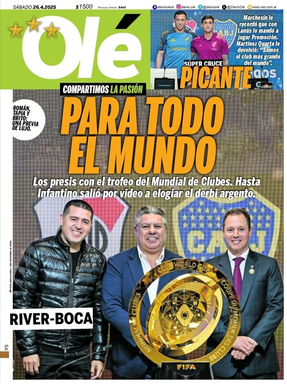anteprima della prima pagina di ol del 26/04/2025