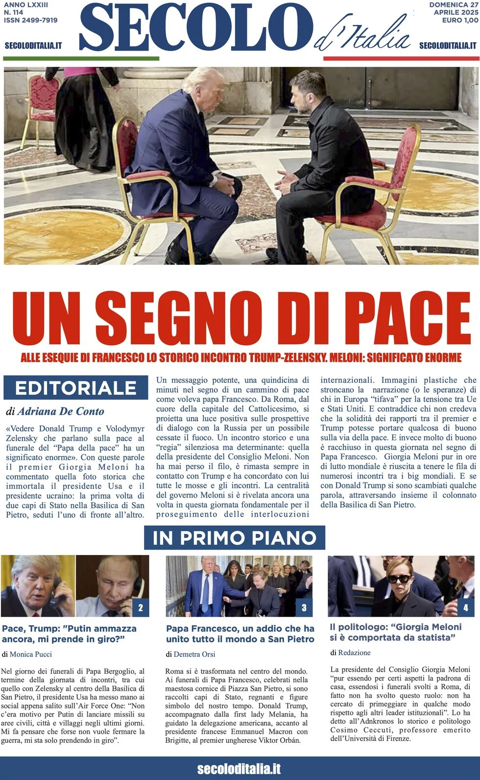 anteprima della prima pagina di secolo-ditalia del 27/04/2025