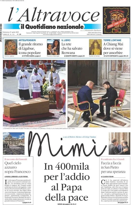 anteprima della prima pagina di il-quotidiano-del-sud-laltravoce del 27/04/2025