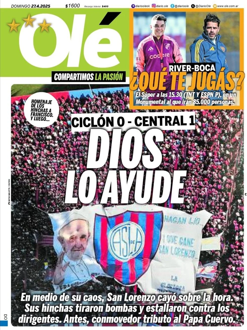 anteprima della prima pagina di ol del 27/04/2025