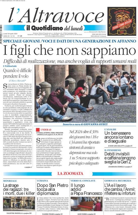 anteprima della prima pagina di il-quotidiano-del-sud-laltravoce del 28/04/2025