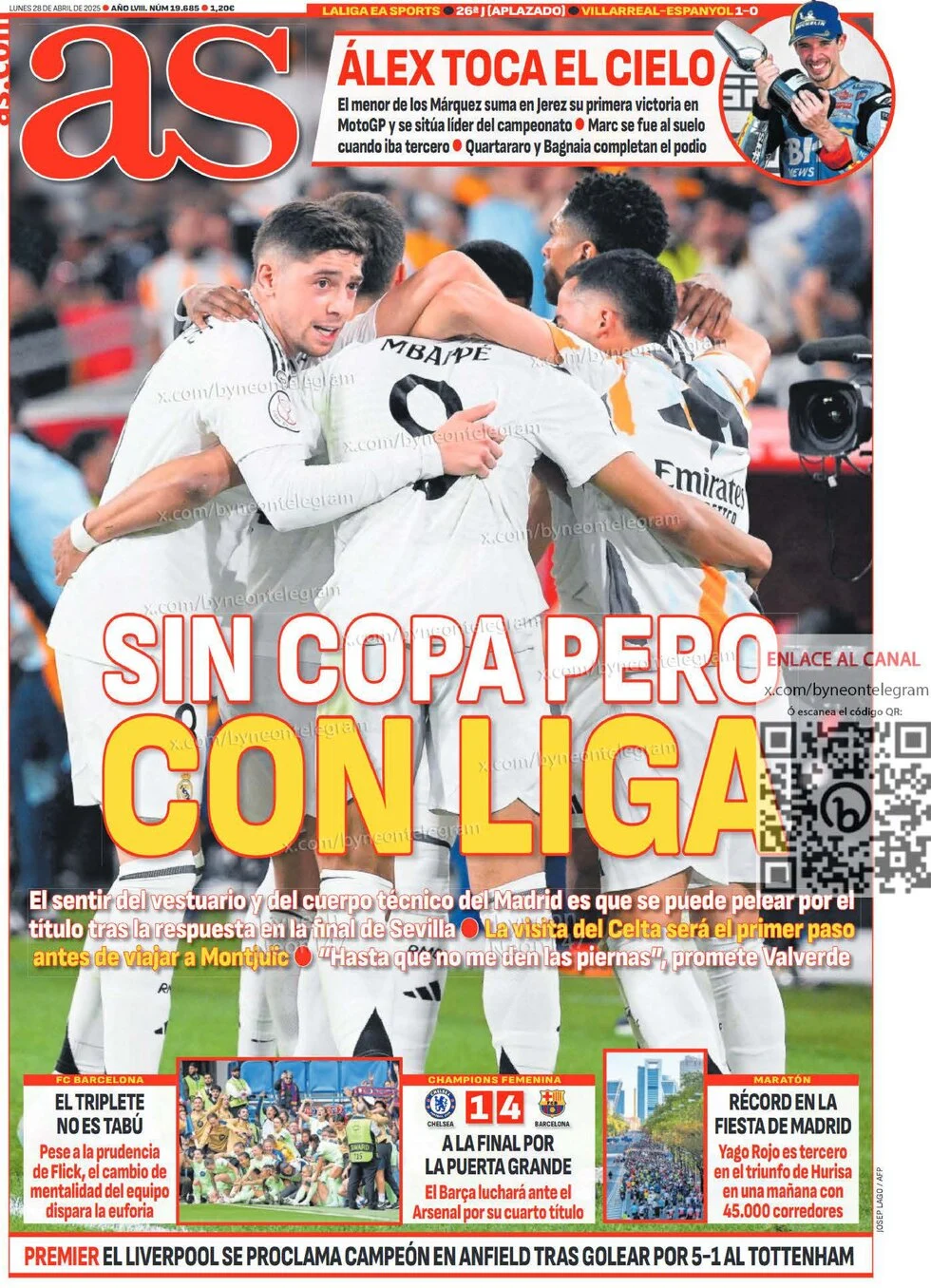 anteprima della prima pagina di as-madrid del 28/04/2025