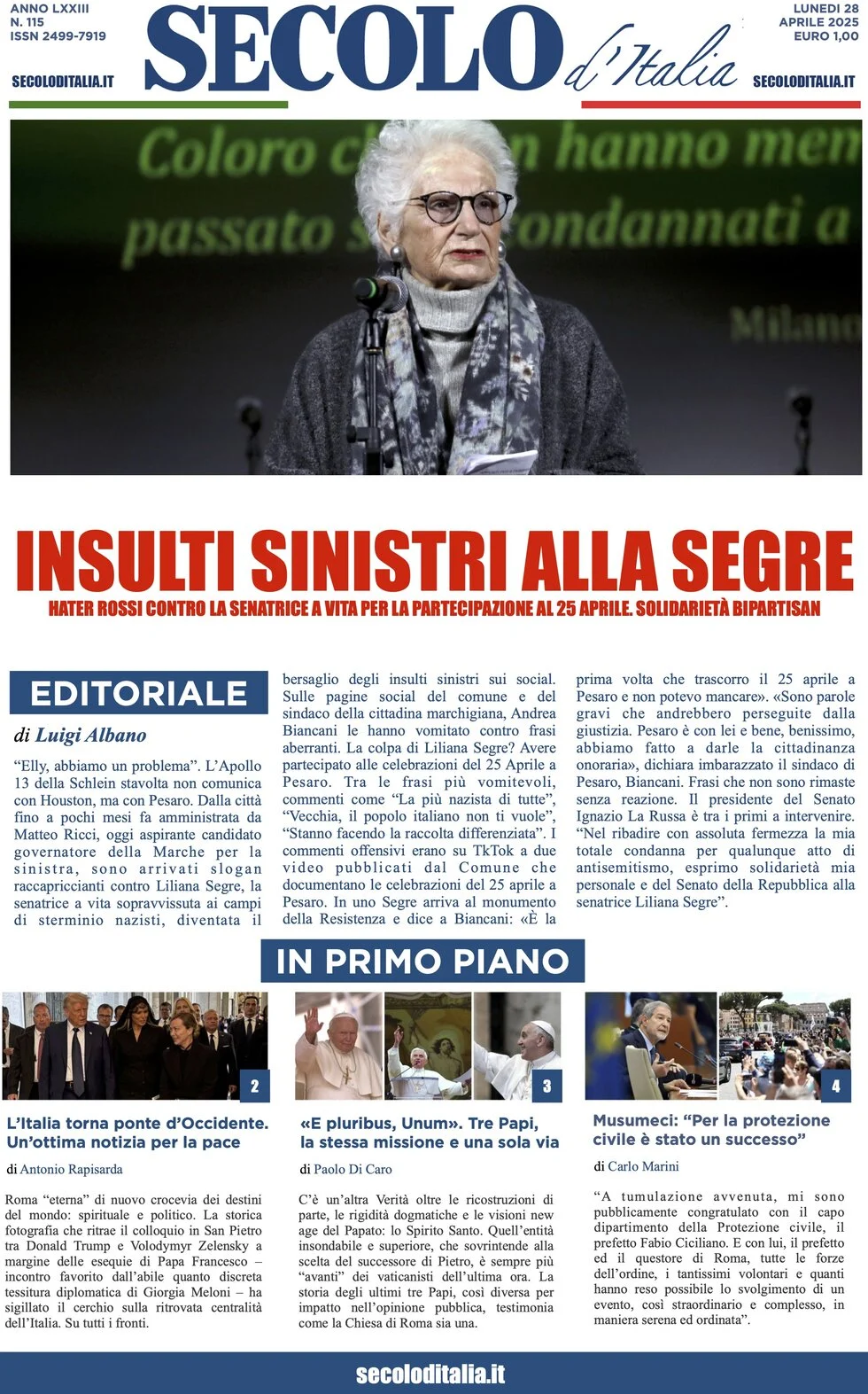 anteprima della prima pagina di secolo-ditalia del 28/04/2025