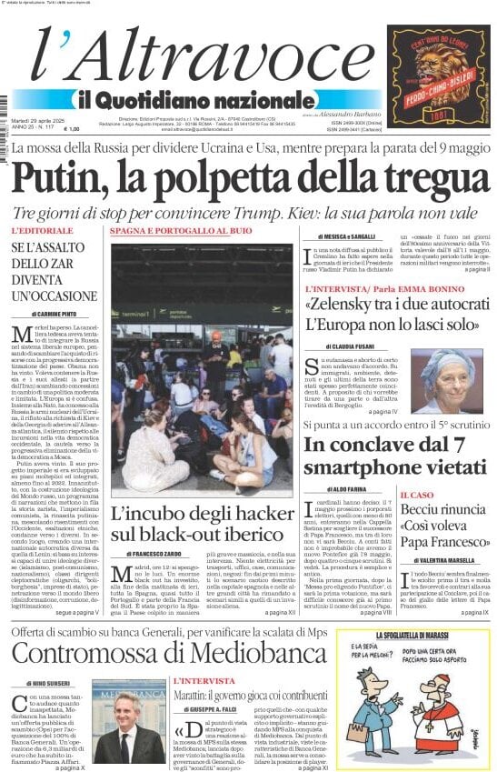 anteprima della prima pagina di il-quotidiano-del-sud-laltravoce del 29/04/2025