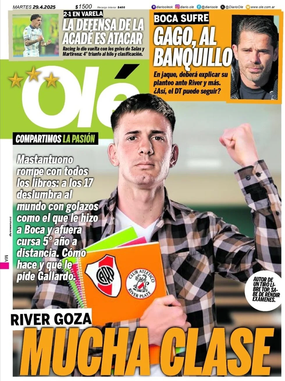 anteprima della prima pagina di ol del 29/04/2025