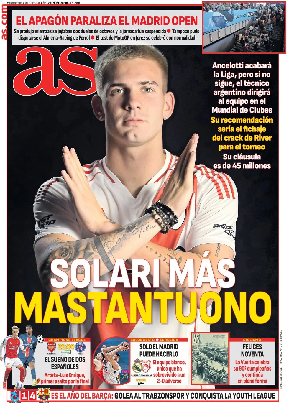 anteprima della prima pagina di as-madrid del 29/04/2025