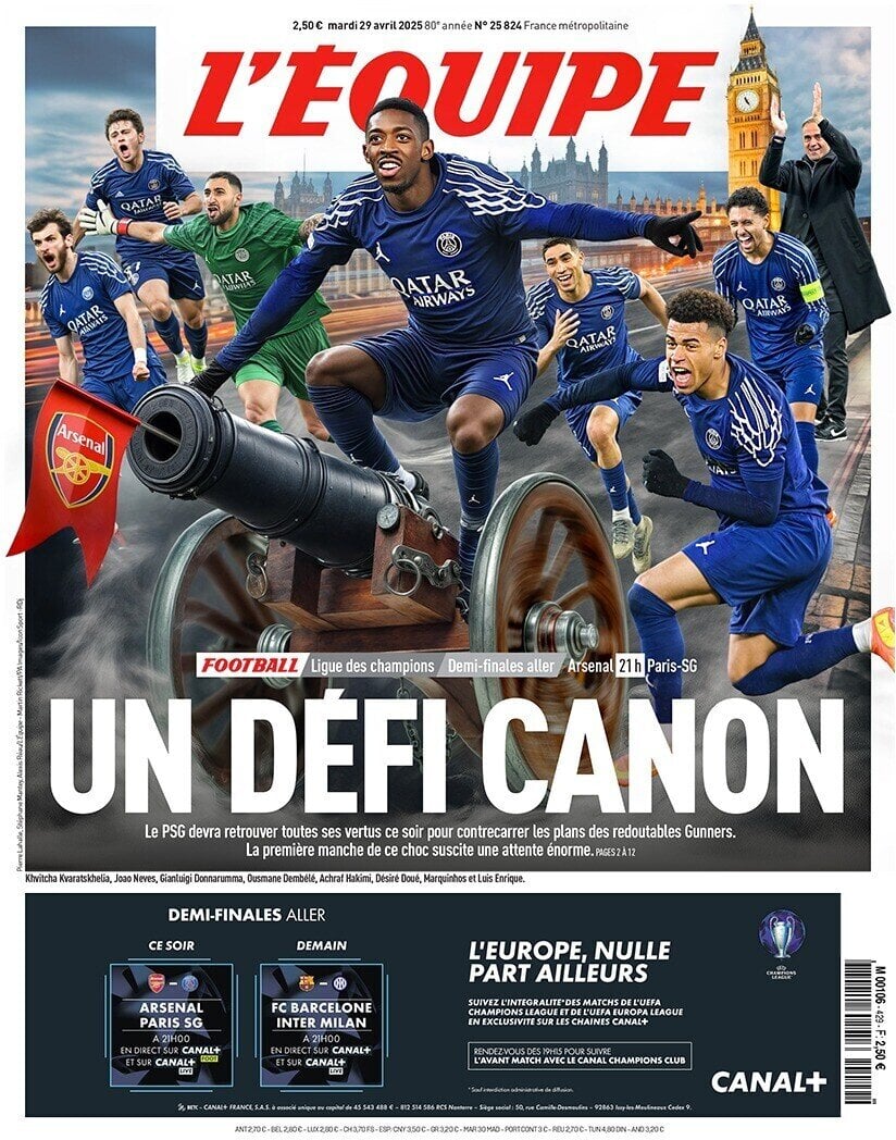 anteprima della prima pagina di lequipe del 29/04/2025