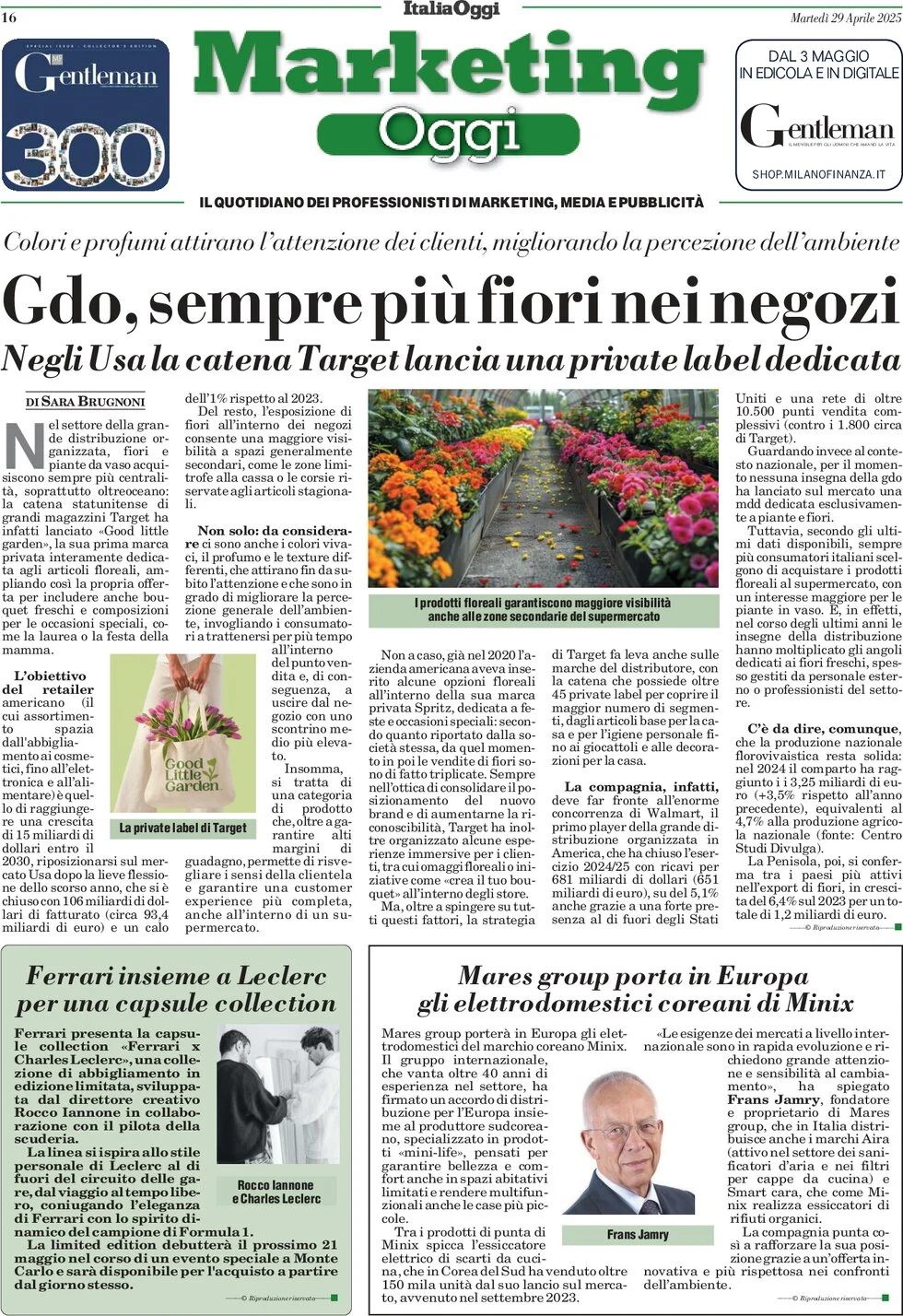 anteprima della prima pagina di marketing-oggi del 29/04/2025