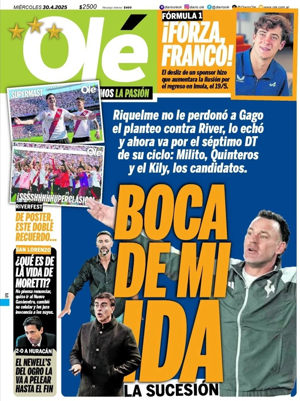 anteprima della prima pagina di ol del 30/04/2025