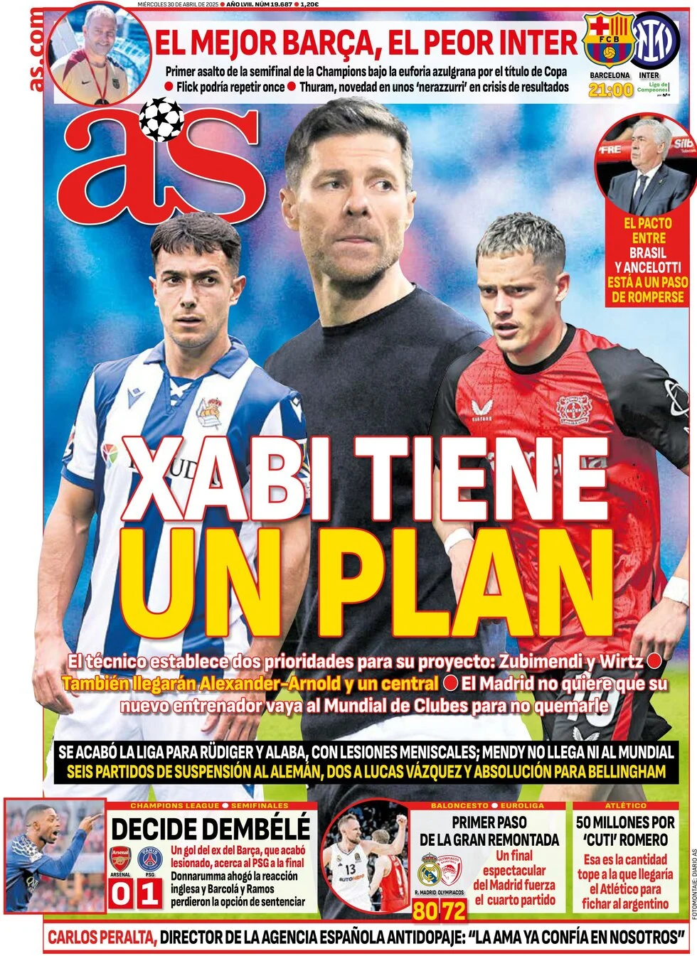 anteprima della prima pagina di as-madrid del 30/04/2025
