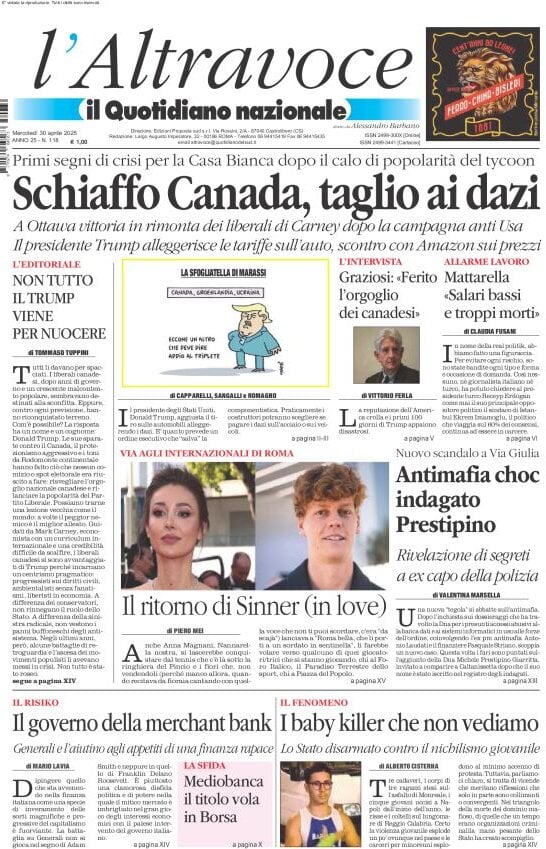 anteprima della prima pagina di il-quotidiano-del-sud-laltravoce del 30/04/2025