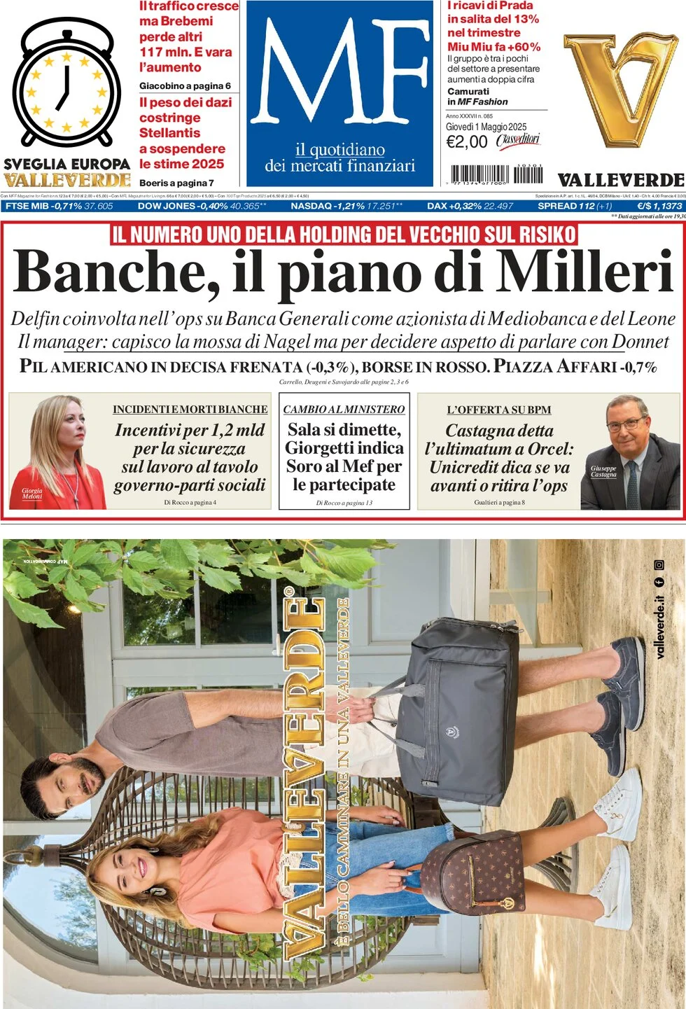 anteprima della prima pagina di mf-milano-finanza del 01/05/2025