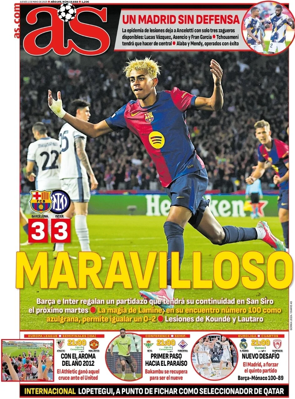 anteprima della prima pagina di as-madrid del 01/05/2025