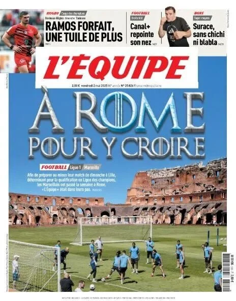 anteprima della prima pagina di lequipe del 02/05/2025
