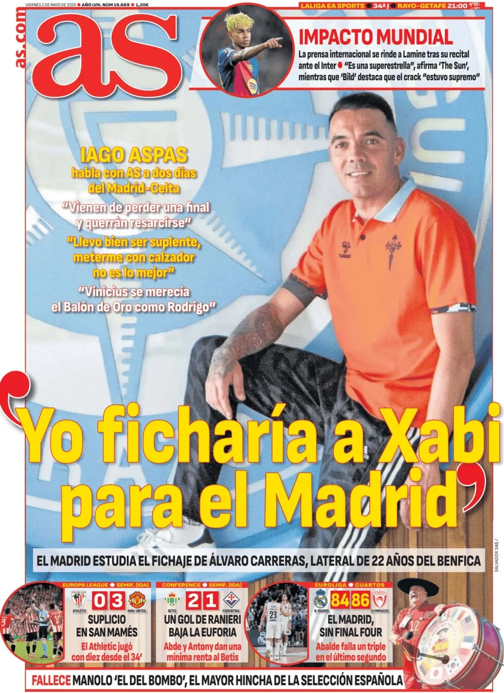 anteprima della prima pagina di as-madrid del 02/05/2025