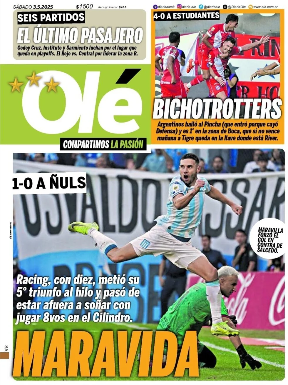 anteprima della prima pagina di ol del 03/05/2025