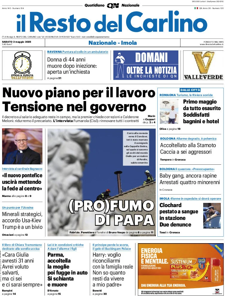 anteprima della prima pagina di il-resto-del-carlino del 03/05/2025